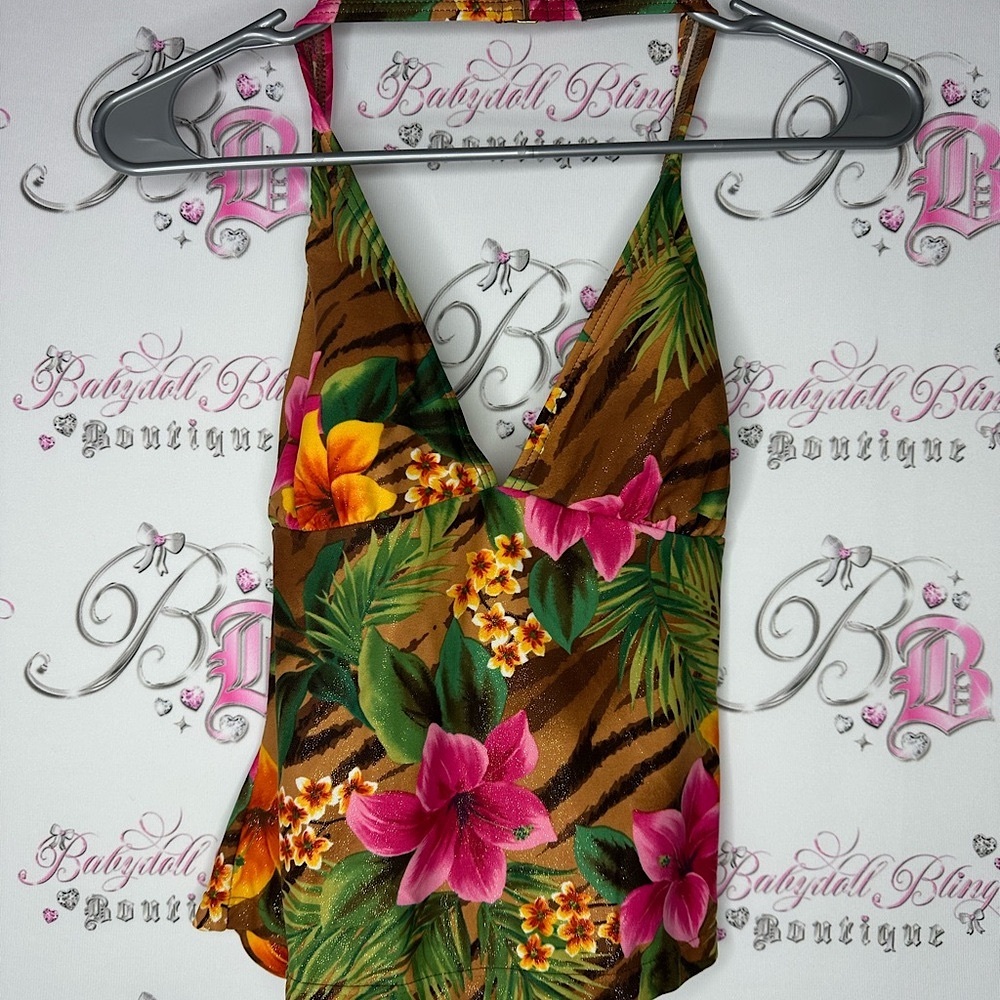 Ocean dream tankini top swim beach brand new vintage size 10 sparkly